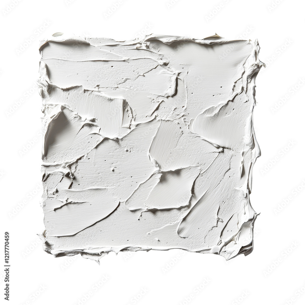 Poster textured transparent plaster square isolated against a plain transparent background for artistic and