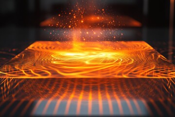 Colorful light patterns emerge from glowing surface in experimental setup