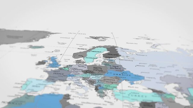 Map The camera rotating around romania on the world map takes the focus. 4K Map Animation.

