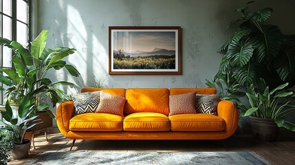 A sleek digital photo frame equipped with augmented reality technology, featuring high resolution, slideshow capabilities, and cloud connectivity, displayed in a cozy living room