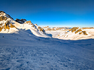 Ski slopes and mountains, Melchsee-Frutt mountain resort village, Switzerland