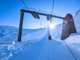 Ski slopes and mountains, Melchsee-Frutt mountain resort village, Switzerland