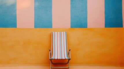 Colorful Beach Chair with Playful Patterns on Isolated Background
