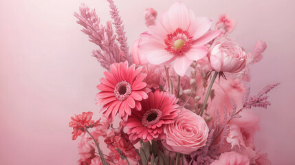 Winter Flowers in Pink Set Against a Soft Lavender Backdrop, Evoking a Calm Yet Vibrant Energy in the Image