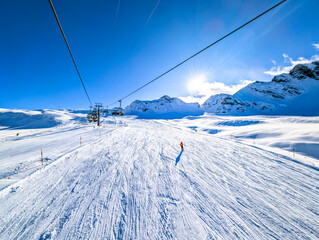 Ski slopes and mountains, Melchsee-Frutt mountain resort village, Switzerland