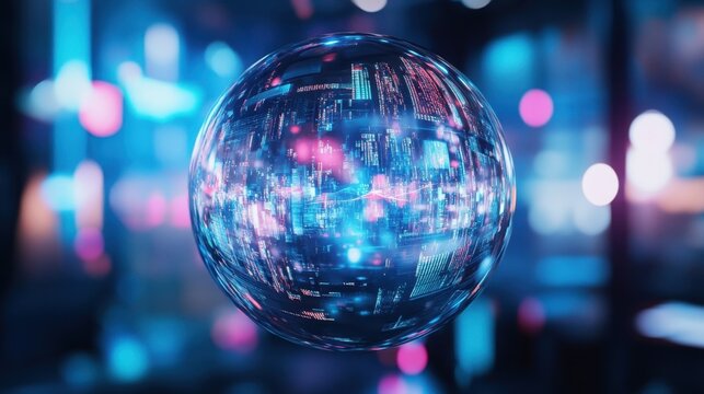 A fragmented crystal ball reflecting numerous future scenarios each facet symbolizing potential innovations that could reshape the economic landscape.