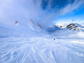 Ski slopes and mountains, Melchsee-Frutt mountain resort village, Switzerland