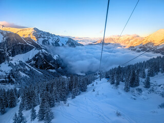Ski slopes and mountains, Melchsee-Frutt mountain resort village, Switzerland