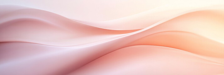 Smooth abstract 3D background with flowing waves in soft gradient of light pink and orange colors creating a serene and fluid motion with gentle transitions and a luxurious feel