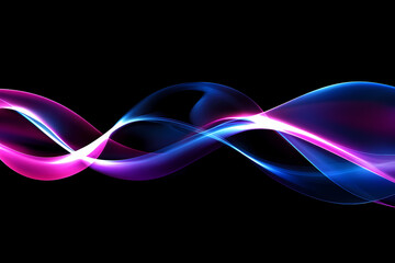 glowing neon blue and pink wavy lines on a black background