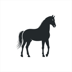 Obraz premium Elegant Galloping Horse Silhouette: Minimalist Vector Art with Dynamic Motion and Grace