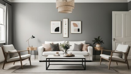 Obraz premium Modern Living Room with Elegant Style and Sophisticated Aesthetic