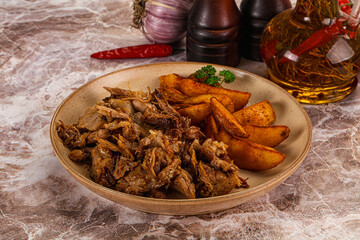Baked shredded pork with potato