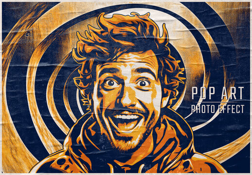 Pop Art Style Photo Effect With Spiral Mockup