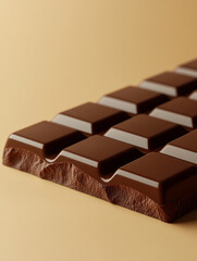 Fototapeta premium Close-up of chocolate bar on a light brown background.