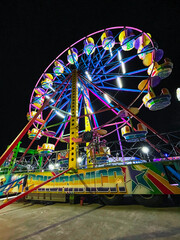 Colorful Ferris Wheel at Night