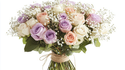 Arrangement Style: Light, airy, and full of texture. The roses are placed with plenty of negative space to highlight the baby's breath. 