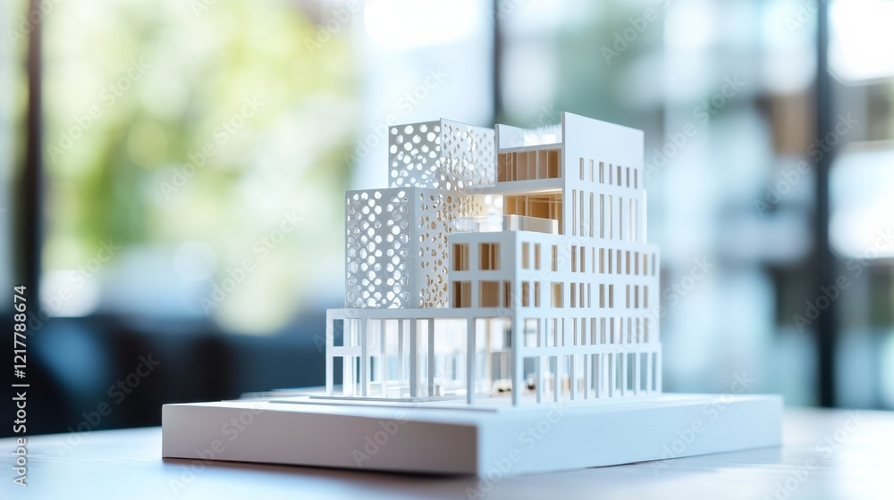 Poster modern architecture model with layered patterns