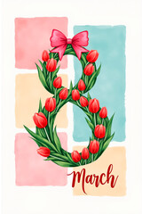 card with tulips for International Womans day