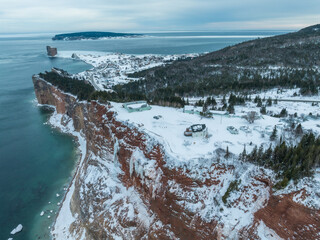 Cliffs of Perce at Gaspe Peninsula in Quebec, Canada
