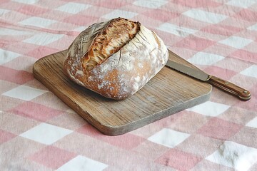 Freshly Baked Artisan Bread on Wooden Board