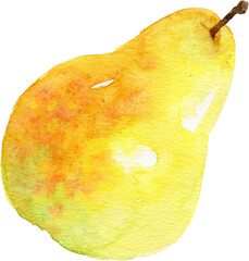 Watercolor Whole Yellow Pear Clipart for Food and Natural Art Design