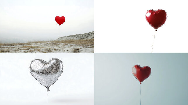 A heart-shaped balloon drifting in the air, isolated on white background in HD .-# Create, explore, and organize on [midjourney.com](<https