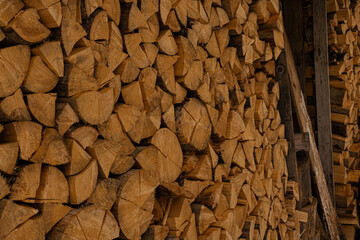 neatly stacked dry firewood