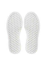 Sole white polyurethane sneaker on a white background. Bottom sports shoes polyester	
