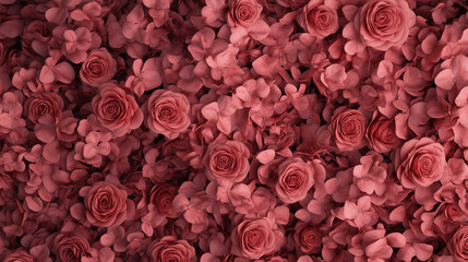 Elegant arrangement of pink roses and soft petals creates a romantic floral display for events and decorations