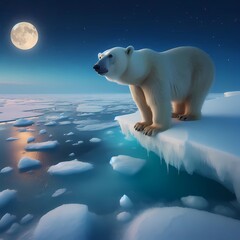 polar bear on the edge of ice floating on the sea 