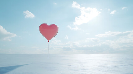 Fototapeta premium A heart-shaped balloon floating in the air, isolated on white background in HD