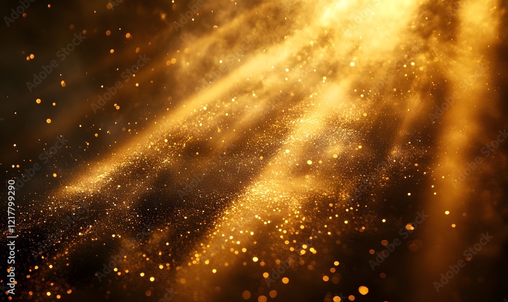 Poster abstract golden light and particles create a dynamic and shimmering texture