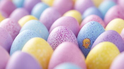 A close-up of colorful Easter eggs surrounded by a cute bear, symbolizing the joy of the holiday season.