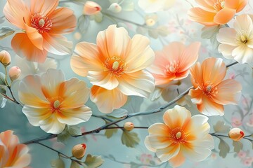 Obraz premium Stunning Modern Cover Design with Pastel Floral Pattern Perfect for Wedding Invites, Makeup Catalogs, Brochures, Flyers, or Presentations