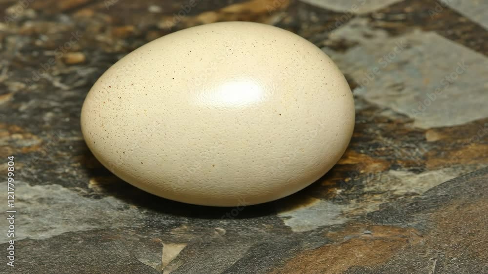 Poster unique egg on textured stone surface showcases natural colors and patterns in a simple yet captivati