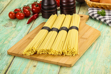 Raw dry uncooked egg noodles