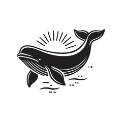 Black Color Beluga Whale silhouette design Vector Illustration, Solid White Background (1).eps