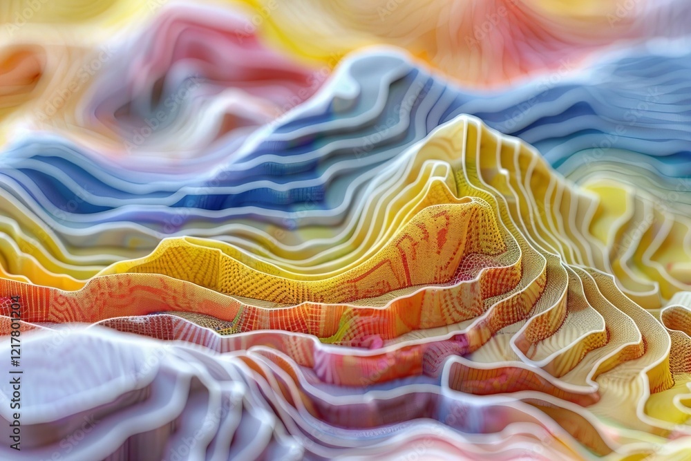 Poster vintage-inspired topographical abstract heatmap with intricate patterns and textures