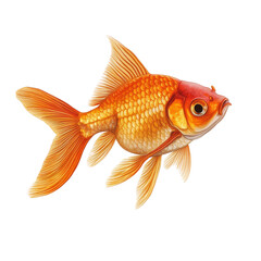 A vibrant goldfish swimming gracefully against a clean transparent background, goldfish,isolated transparent background