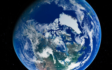 Stunning view of earth from space highlighting arctic and northern continents © Kepler