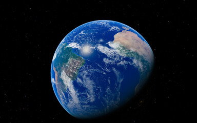 Earth from space: stunning view of continents and oceans against starry background