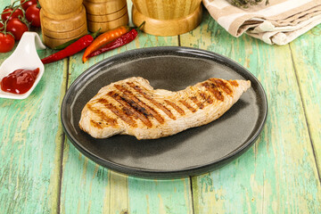 Grilled Turkey fillet breast served sauce