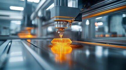 Close-up of a laser cutting machine precisely cutting metal in industrial setting