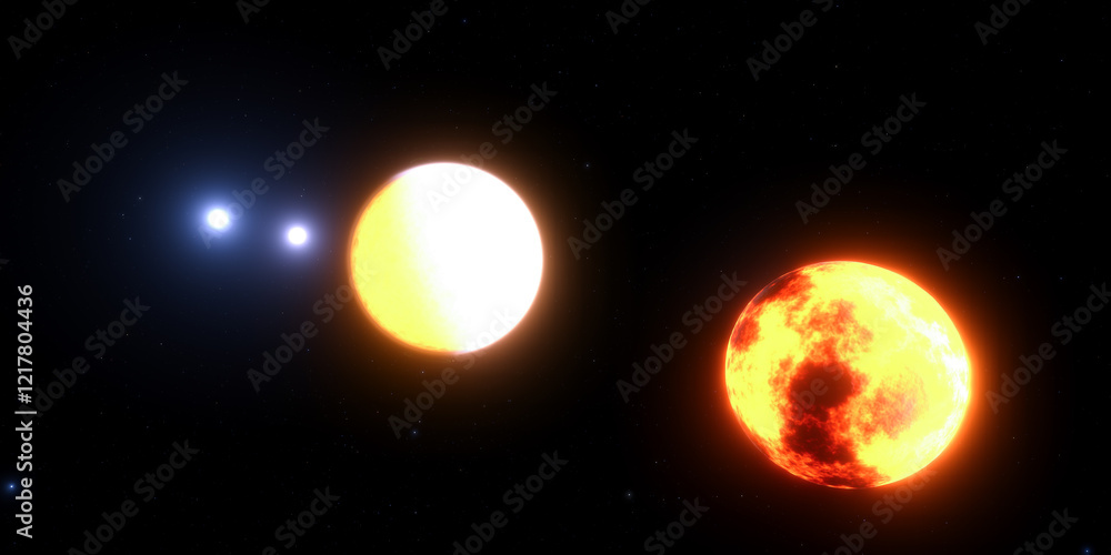 Poster quadruple star system: two distant binary pairs in deep space