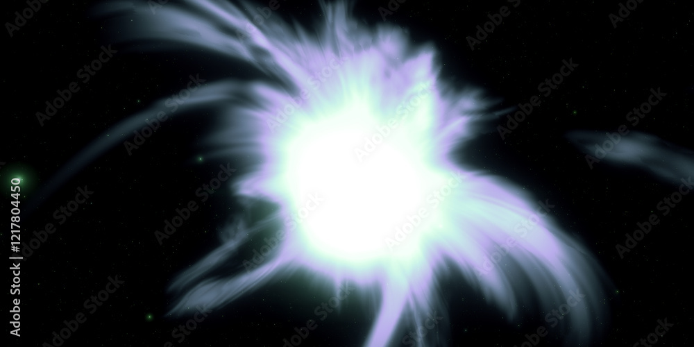 Poster ethereal cosmic explosion illuminates deep space with mystical light patterns