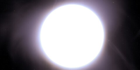 Bright celestial object in space: luminous glow surrounded by dark starry skies