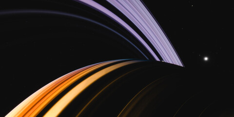 Vibrant planetary rings in cosmic darkness with starry background © Kepler