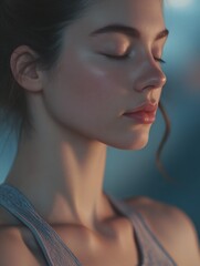 Fototapeta premium Serene Portrait of a Young Woman in Profile