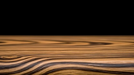 Fototapeta premium Dark wood table, grain texture, black background, product display